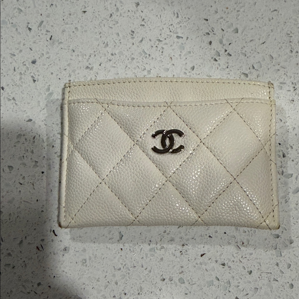 Chanel Cream Quilted Card Holder